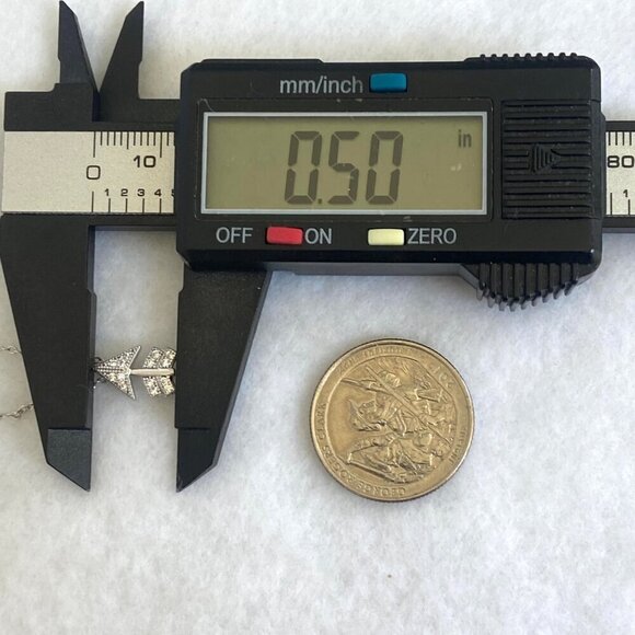 Sterling Silver 925 ATI Very Dainty Tiny Round CZ Arrow Pendant Necklace 18" - Picture 15 of 16